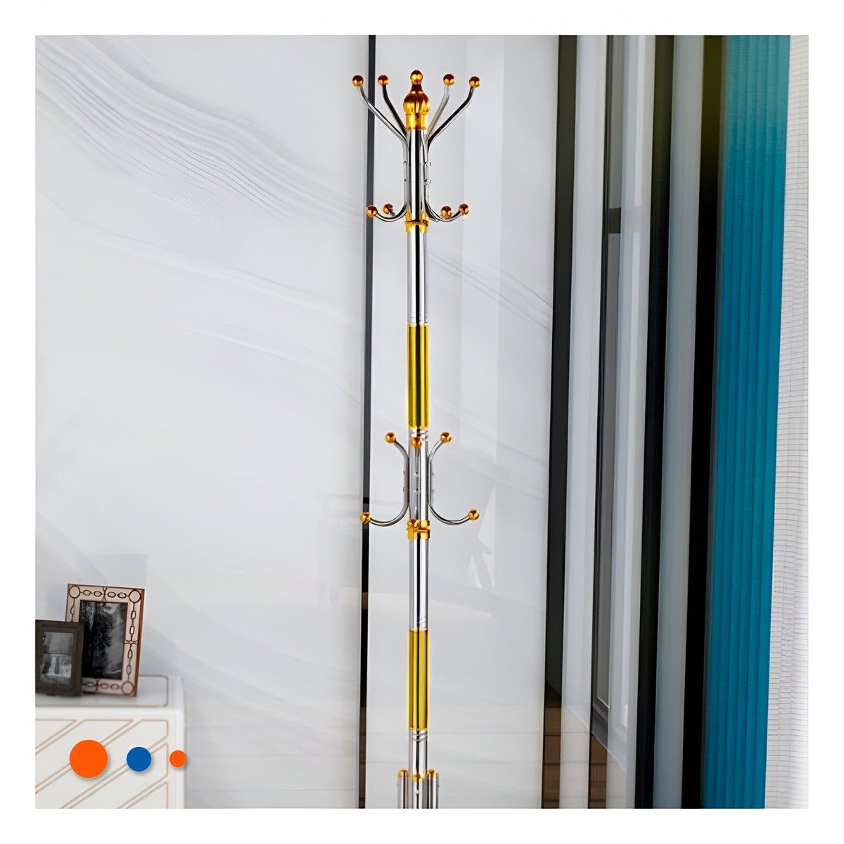 COLGADOR MULTIUSO 172CM COLOR DORADO Y PLATEADO PARA HOGAR VERSATIL Y LIGERO - 1