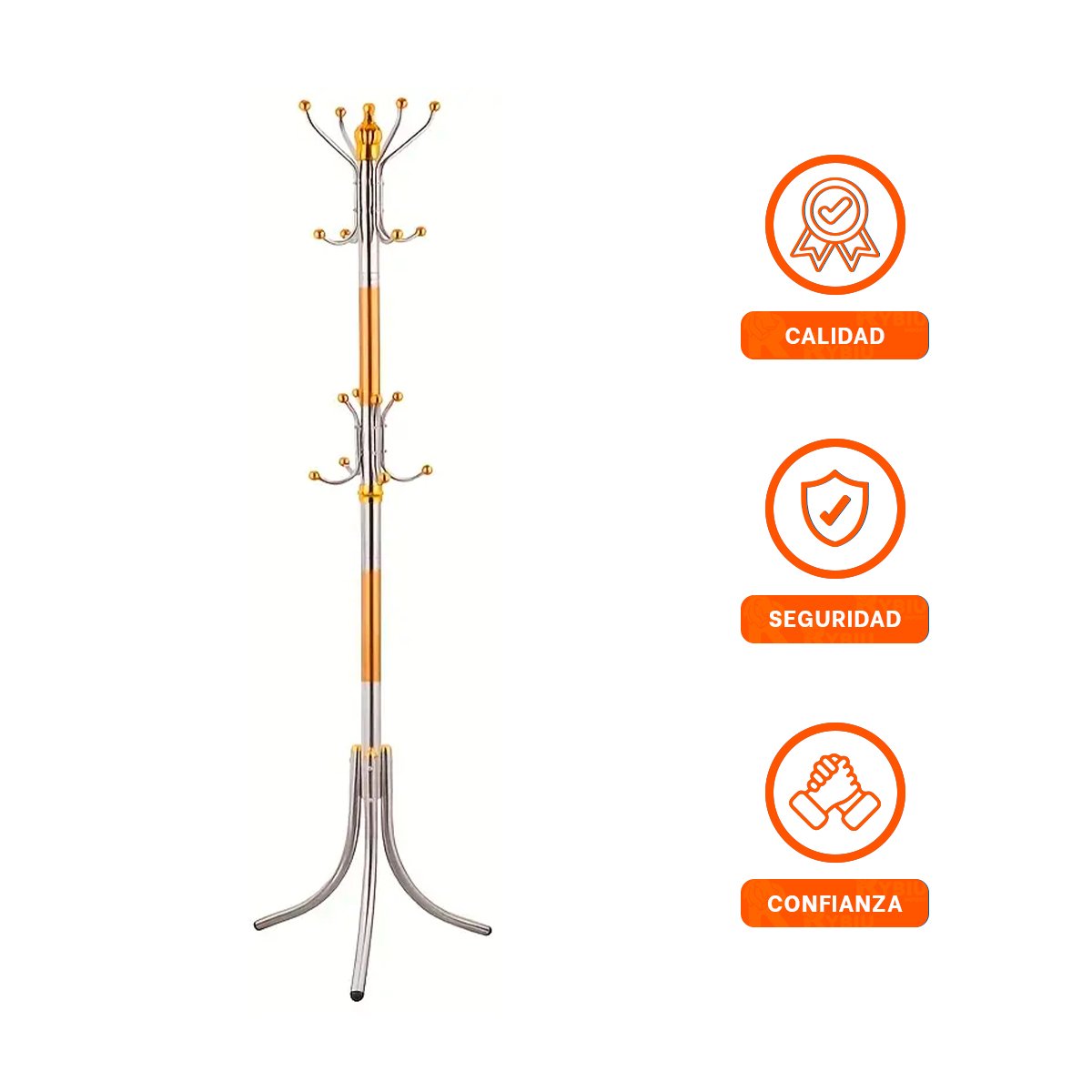 COLGADOR MULTIUSO 172CM COLOR DORADO Y PLATEADO PARA HOGAR VERSATIL Y LIGERO - 3