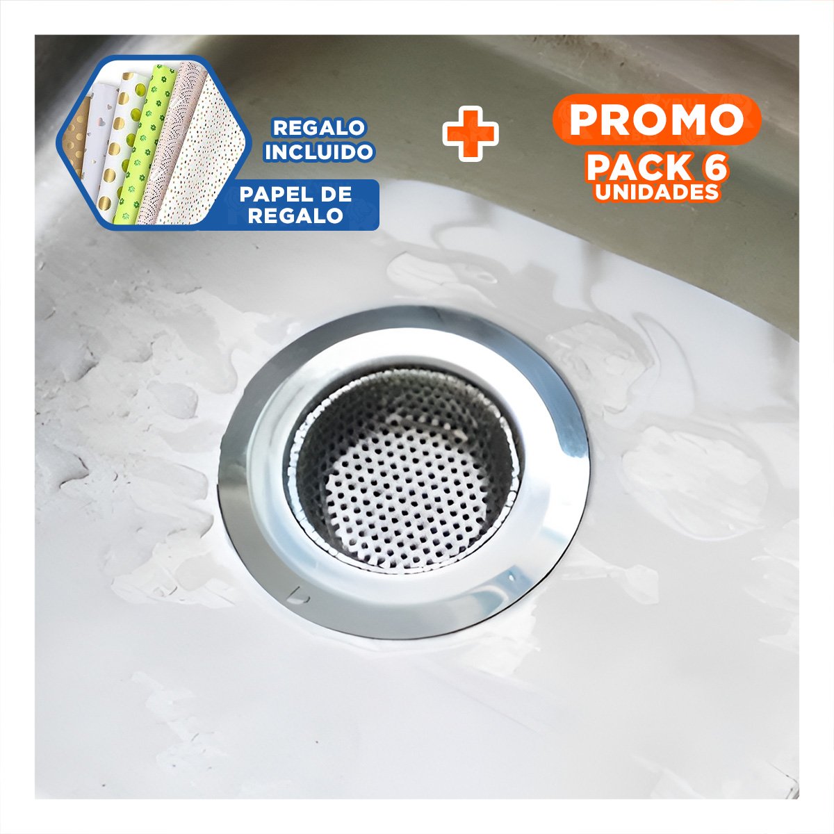 PACK6 COLADOR FILTRADOR DE TUBERIA EN PLATEADO PARA USO DIARIO YPAPEL REGALO - 1