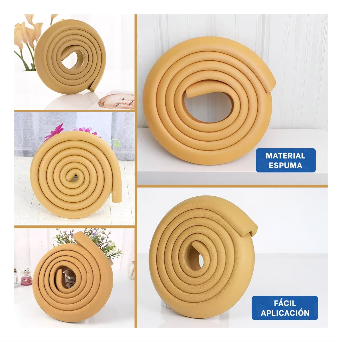 GUARDA ESQUINA DE ESPUMA RESISTENTE PARA BORDES DE MUEBLES Y MESAS MOSTAZA Y+POST IT - 1