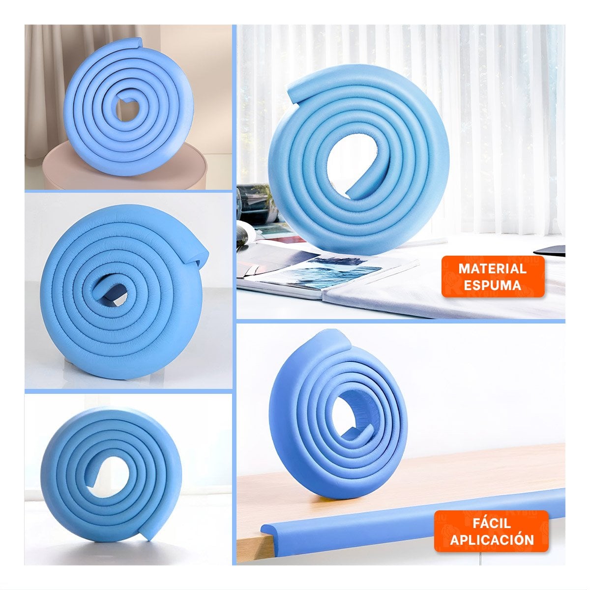 GUARDA ESQUINA DE ESPUMA RESISTENTE PARA BORDES DE MUEBLES Y MESAS AZUL Y+POST IT - 1