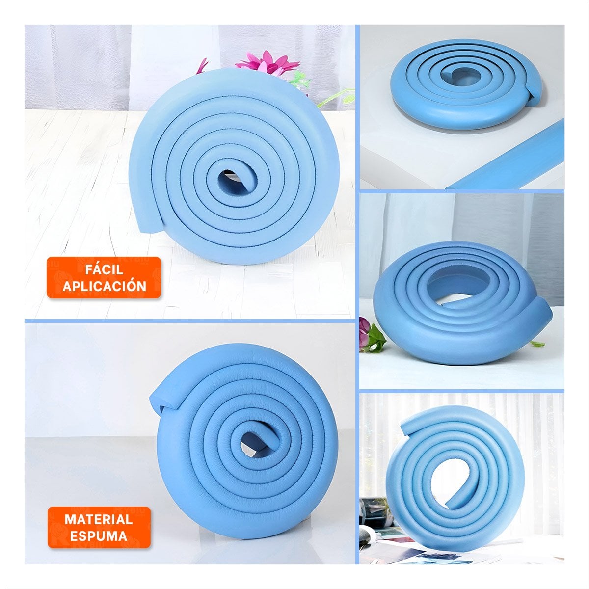 GUARDA ESQUINA DE ESPUMA RESISTENTE PARA BORDES DE MUEBLES Y MESAS AZUL Y+POST IT - 5