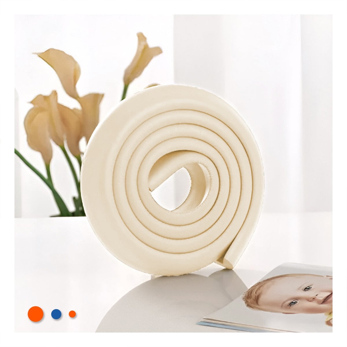 PACK4 ESQUINA ACOLCHADA DE ESPUMA PARA BORDES DE MESA Y MUEBLES CREMA - 2
