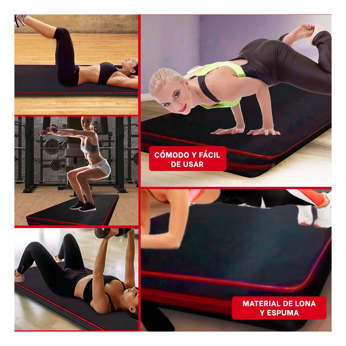 PACK2 ALFOMBRA ACOLCHADA NEGRA TALLA L 1.5 M AMARILLO PARA YOGA Y+PAPEL REGALO - 3
