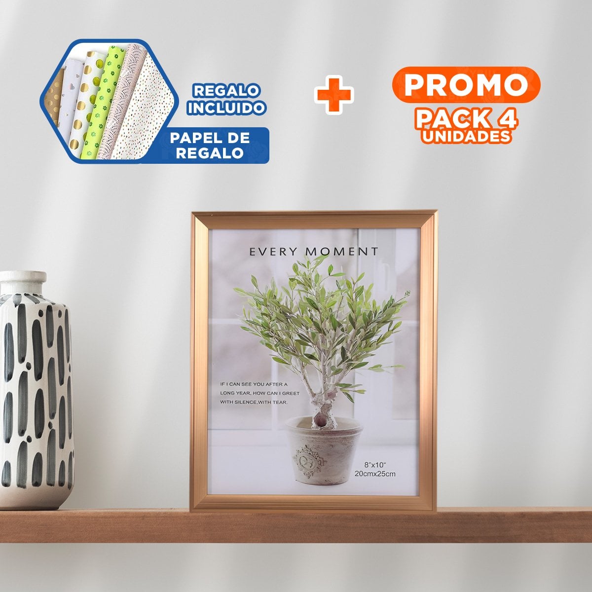 PACK4 EXHIBIDOR DE IMAGENES PARA DECORACION INTERIOR CON TOQUE CLASICO Y+PAPEL REGALO - 1