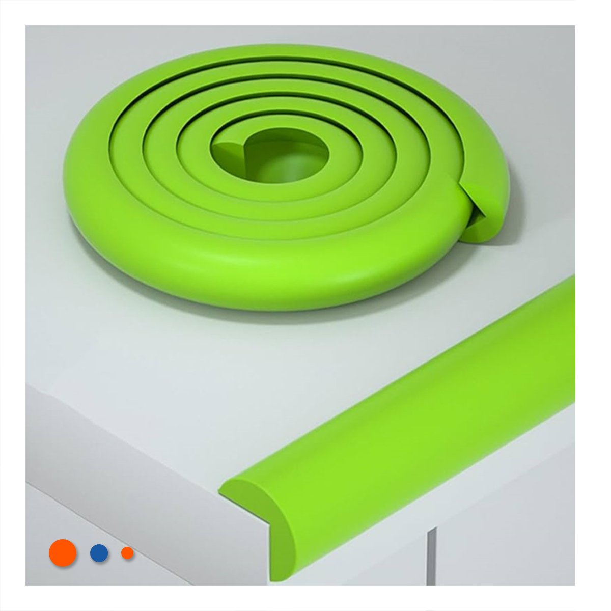 CINTA PROTECTORA DE BORDES ESPUMA 2 METROS VERDE LIMON SEGURIDAD INTERIOR Y+LIGAS REGALO - 2
