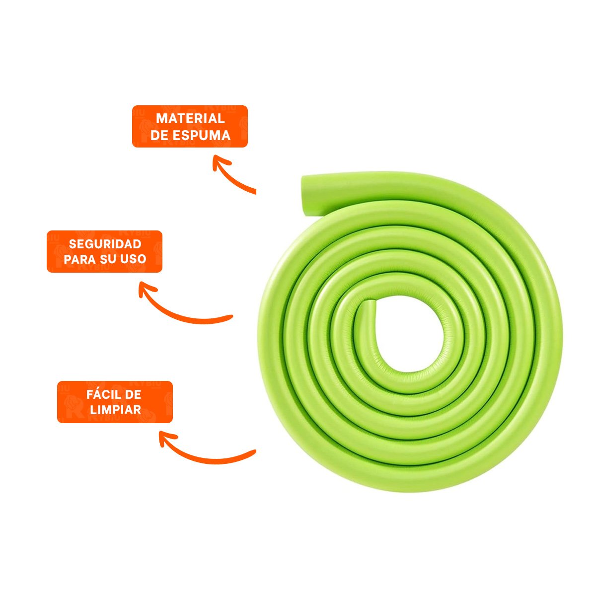 CINTA PROTECTORA DE BORDES ESPUMA 2 METROS VERDE LIMON SEGURIDAD INTERIOR Y+LIGAS REGALO - 3