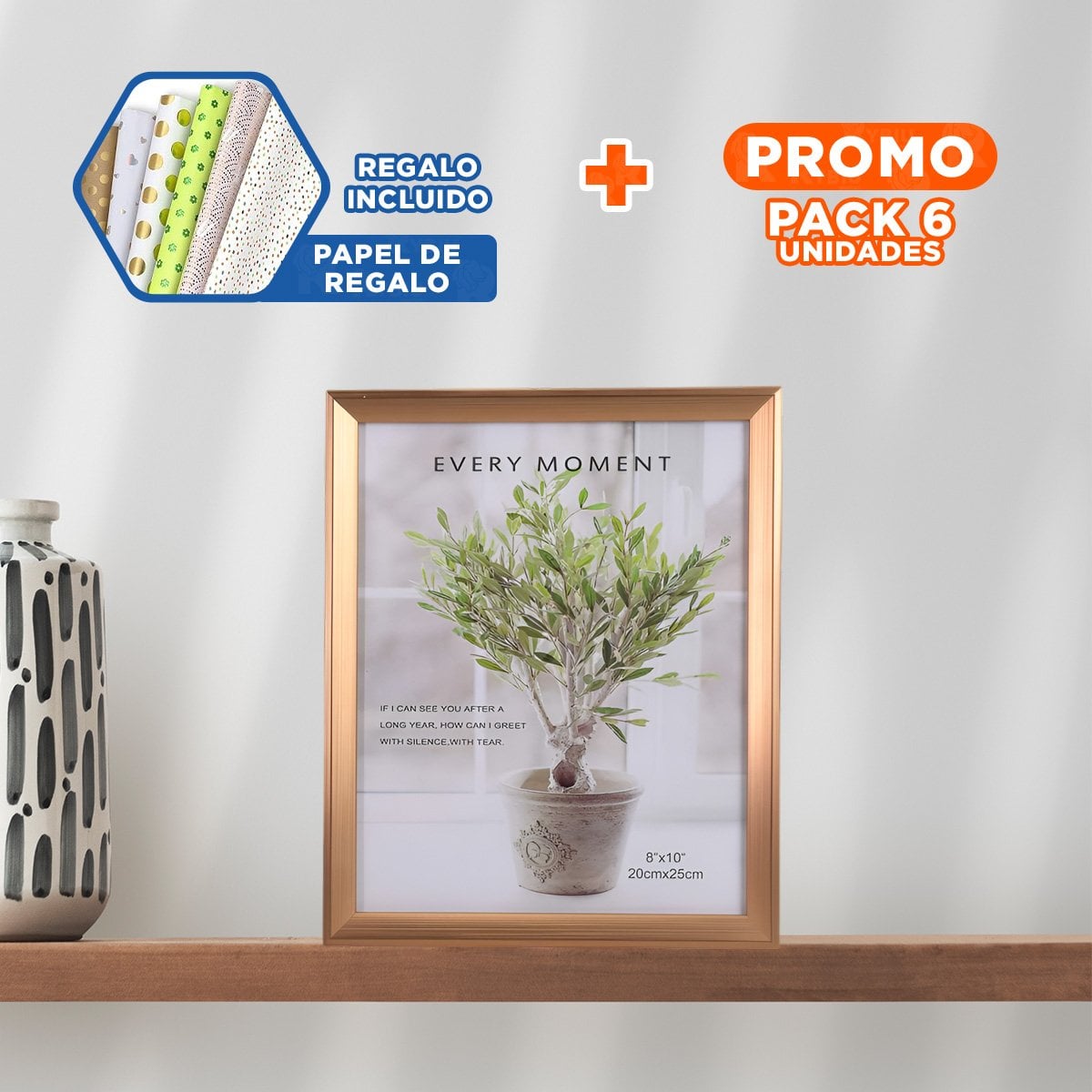 PACK6 PORTA IMAGEN CLASICO PARA SALA DORMITORIO U OFICINA CON ESTILO ATEMPORAL Y+PAPEL REGALO - 1