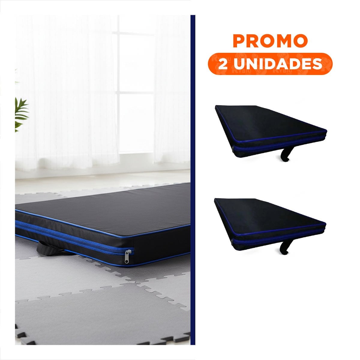 PACK2 BASE ACOLCHADA NEGRA TALLA L 1.5 M AMARILLO PARA FITNESS - 1