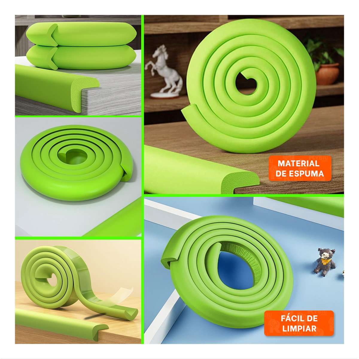 CINTA PROTECTORA DE BORDES ESPUMA 2 METROS VERDE LIMON USO DIARIO PLUS Y+POST IT - 1