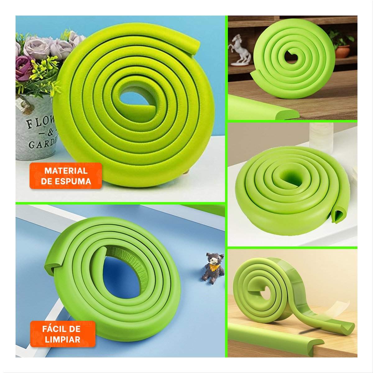 CINTA PROTECTORA DE BORDES ESPUMA 2 METROS VERDE LIMON USO DIARIO PLUS Y+POST IT - 5