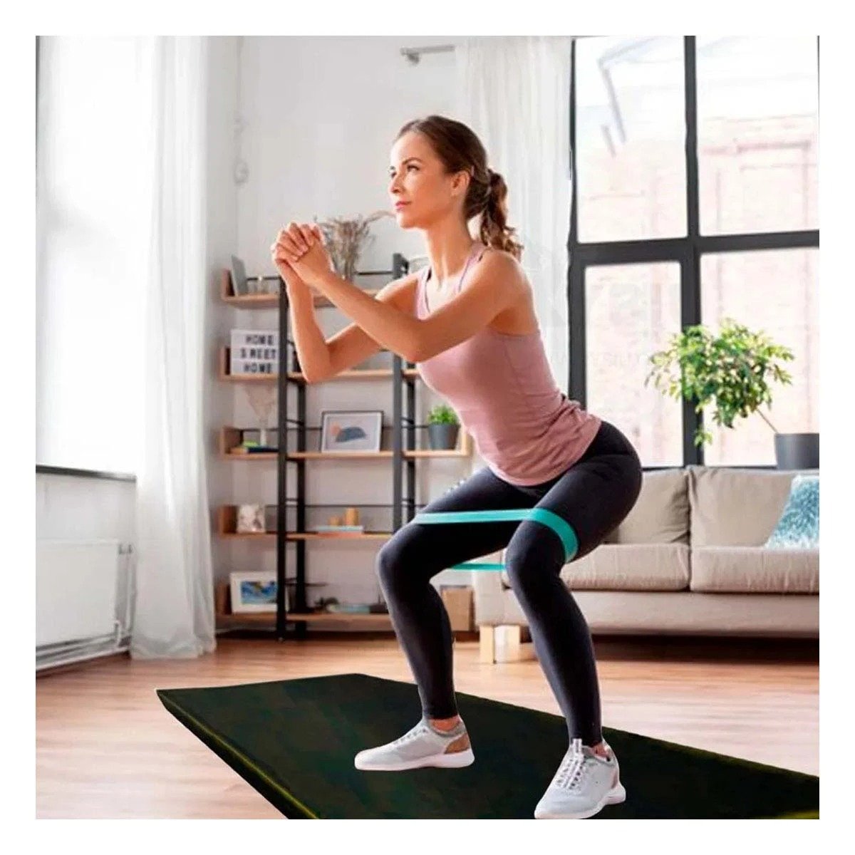 ESTERILLA FITNESS NEGRA TALLA L 1.5 M AMARILLO PARA ENTRENAMIENTO Y+LIGAS REGALO - 2