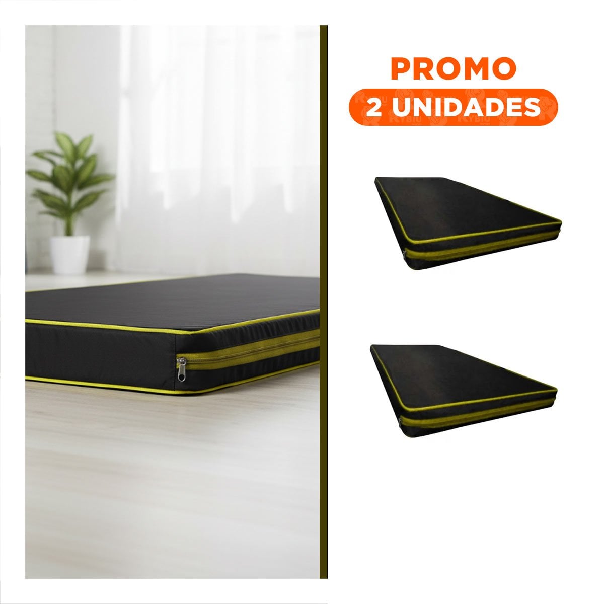 PACK2 BASE ACOLCHADA NEGRA TALLA L 1.5 M AMARILLO PARA FITNESS - 1