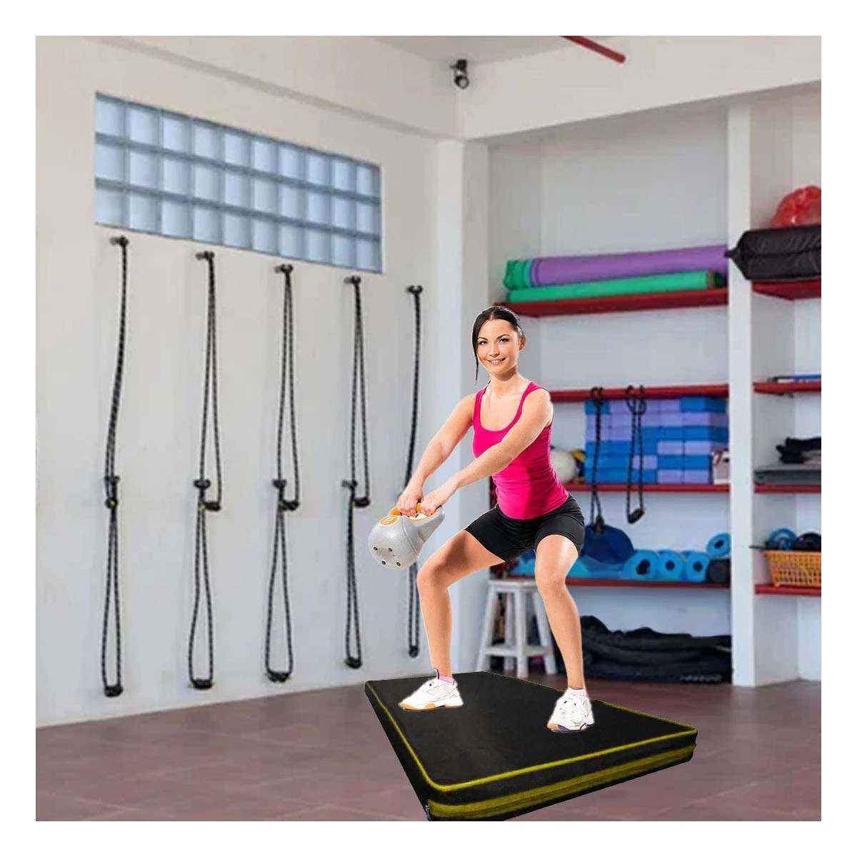 PACK2 BASE ACOLCHADA NEGRA TALLA L 1.5 M AMARILLO PARA FITNESS - 5