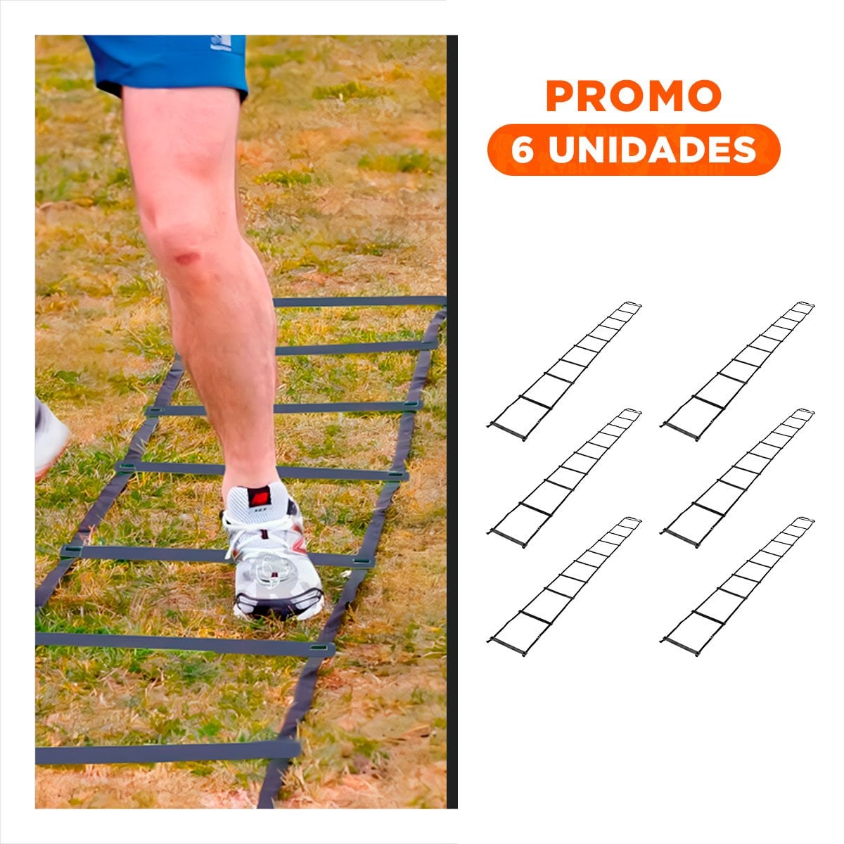 PACK6 ESCALERA SIN PESO DE 10 PASOS NEGRA PARA ENTRENAMIENTO EN CASA - 1