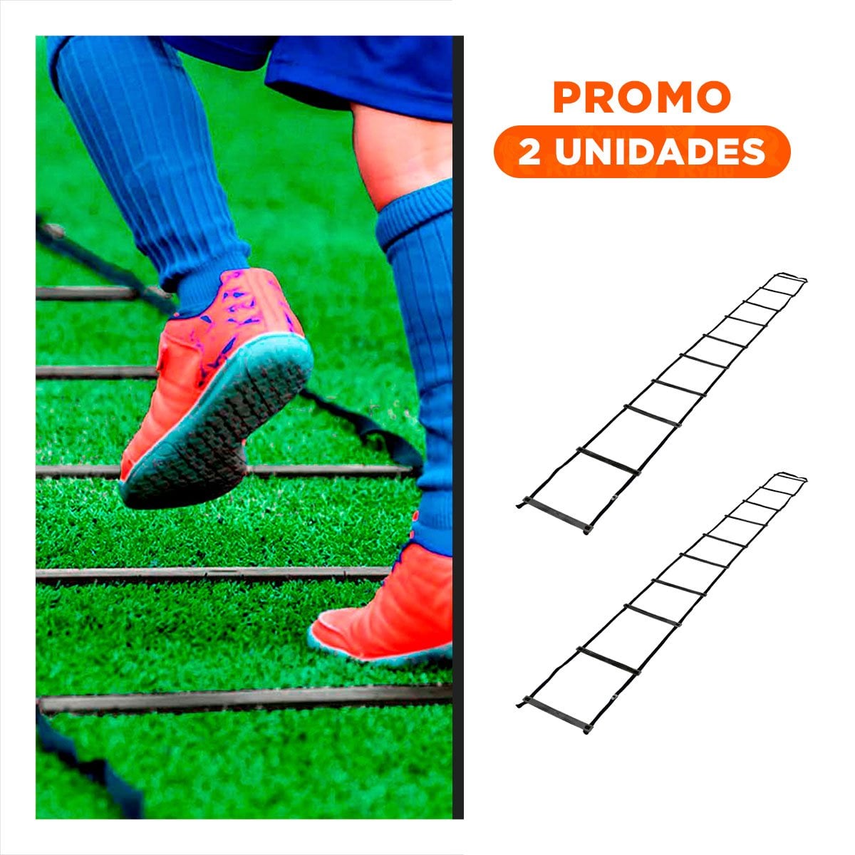 PACK2 ESCALERA DE AGILIDAD SIN PESO DE 10 PASOS NEGRA PARA DEPORTES - 1
