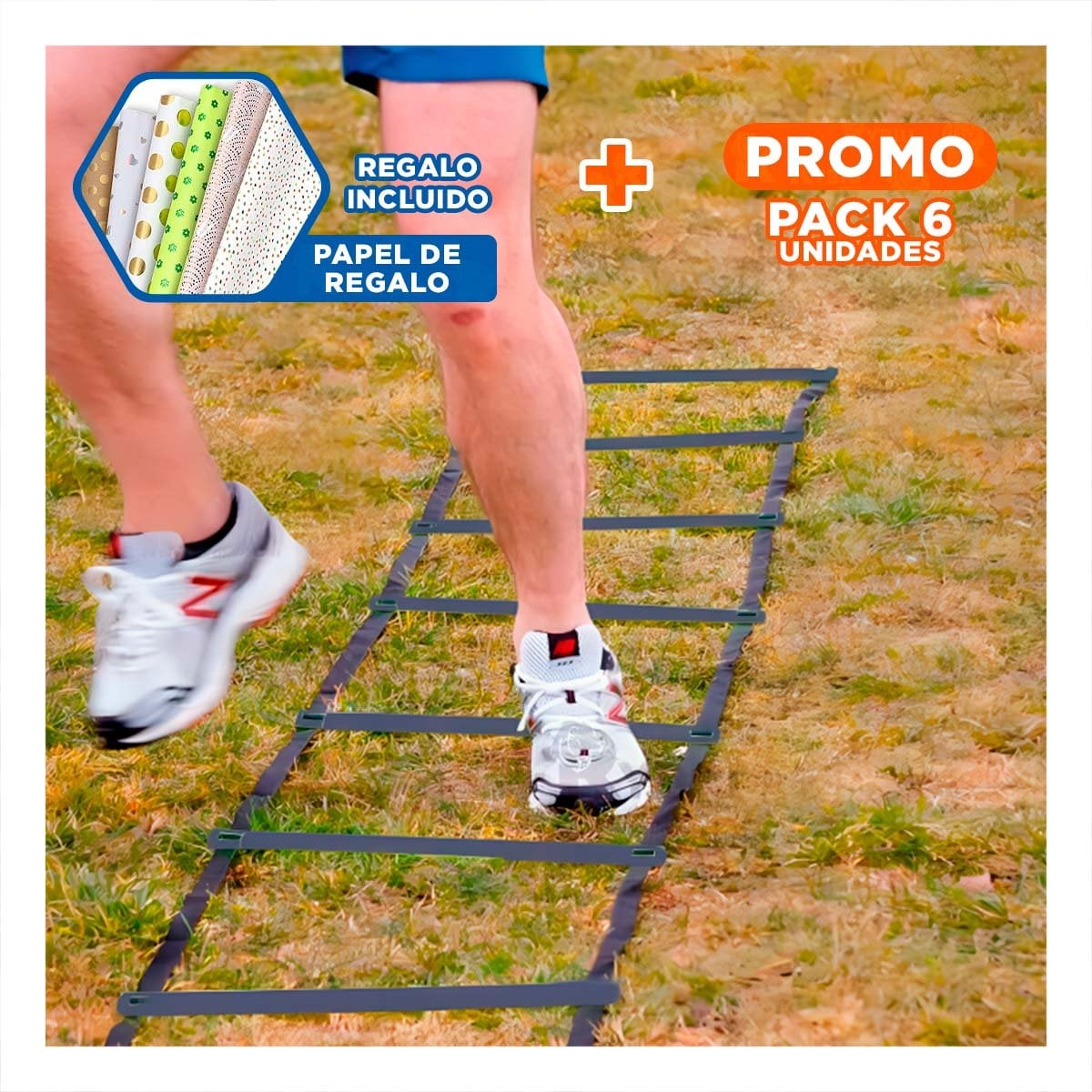 PACK6 ESCALINATA CON PESO DE 12 PASOS NEGRA RESISTENTE Y+PAPEL REGALO - 1