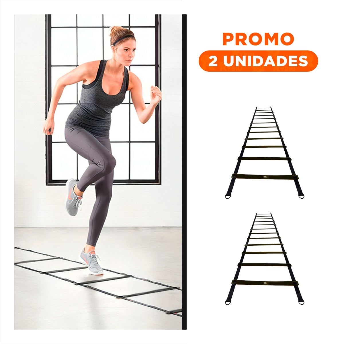 PACK2 ESCALERA CON PESO DE 12 PASOS NEGRA PARA CASA - 1