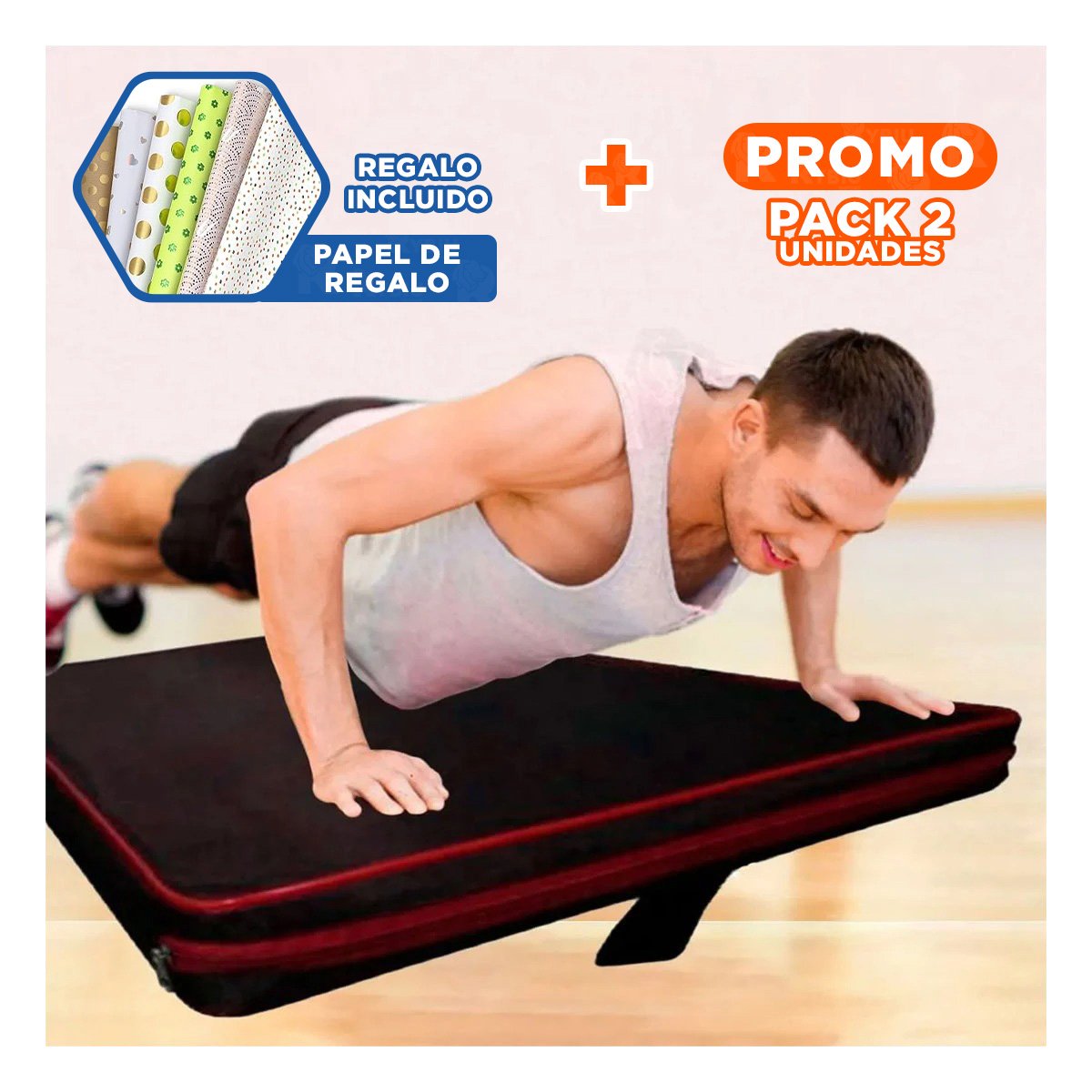 PACK2 ALFOMBRA ACOLCHADA NEGRA TALLA L 1.5 M AMARILLO PARA YOGA Y+PAPEL REGALO - 1