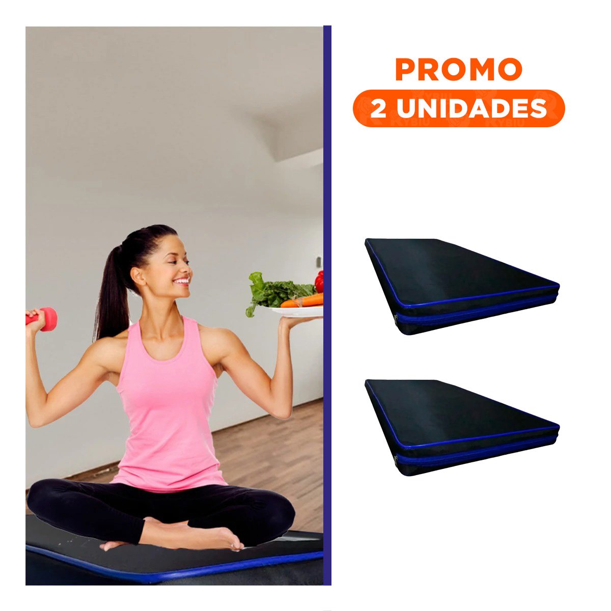 PACK2 BASE ACOLCHADA NEGRA TALLA L 1.5 M AMARILLO PARA FITNESS - 1