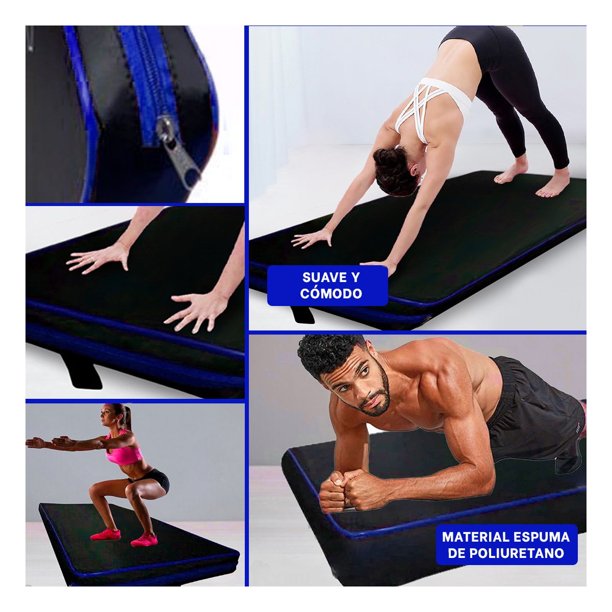 PACK2 ALFOMBRA ACOLCHADA NEGRA TALLA L 1.5 M AMARILLO PARA YOGA Y+PAPEL REGALO - 3