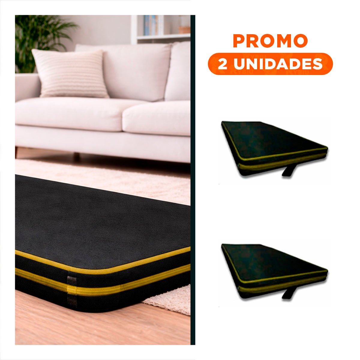PACK2 BASE ACOLCHADA NEGRA TALLA L 1.5 M AMARILLO PARA FITNESS - 1