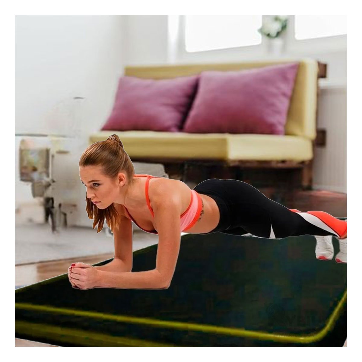 PACK2 BASE ACOLCHADA NEGRA TALLA L 1.5 M AMARILLO PARA FITNESS - 2