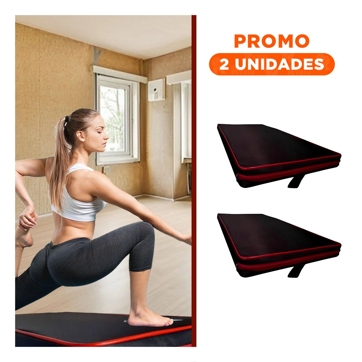 PACK2 BASE ACOLCHADA NEGRA TALLA L 1.5 M AMARILLO PARA FITNESS - 1