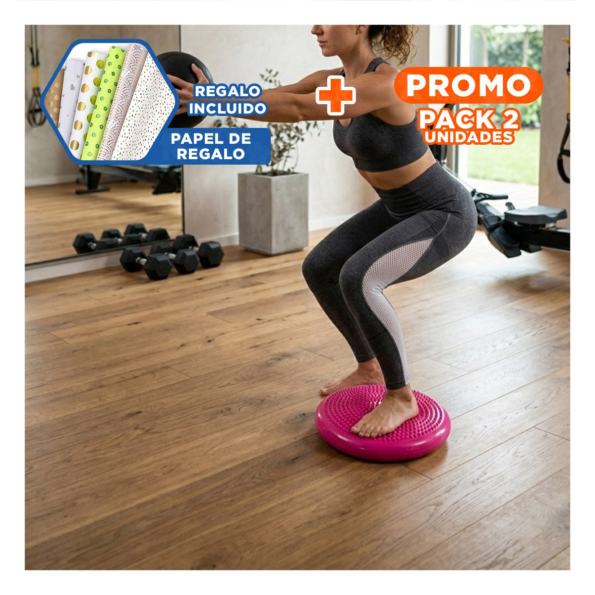PACK2 DISCO GIMNASIO BALANCIN PARA ENTRENAMIENTO COMPLETO AZUL Y+PAPEL REGALO - 1