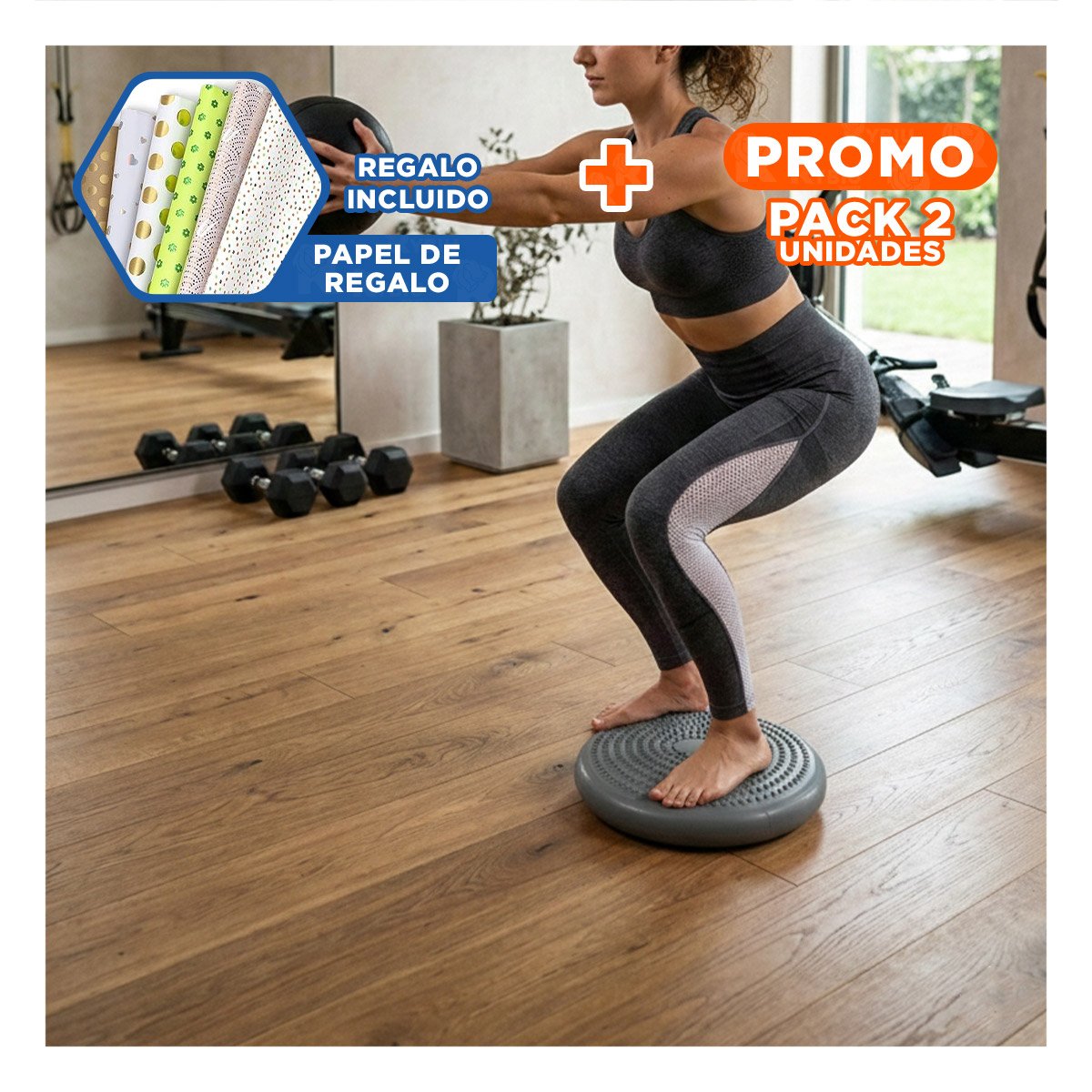 PACK2 DISCO GIMNASIO BALANCIN PARA ENTRENAMIENTO COMPLETO AZUL Y+PAPEL REGALO - 1