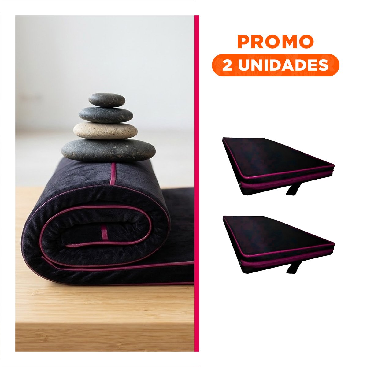 PACK2 BASE ACOLCHADA NEGRA TALLA L 1.5 M AMARILLO PARA FITNESS - 1
