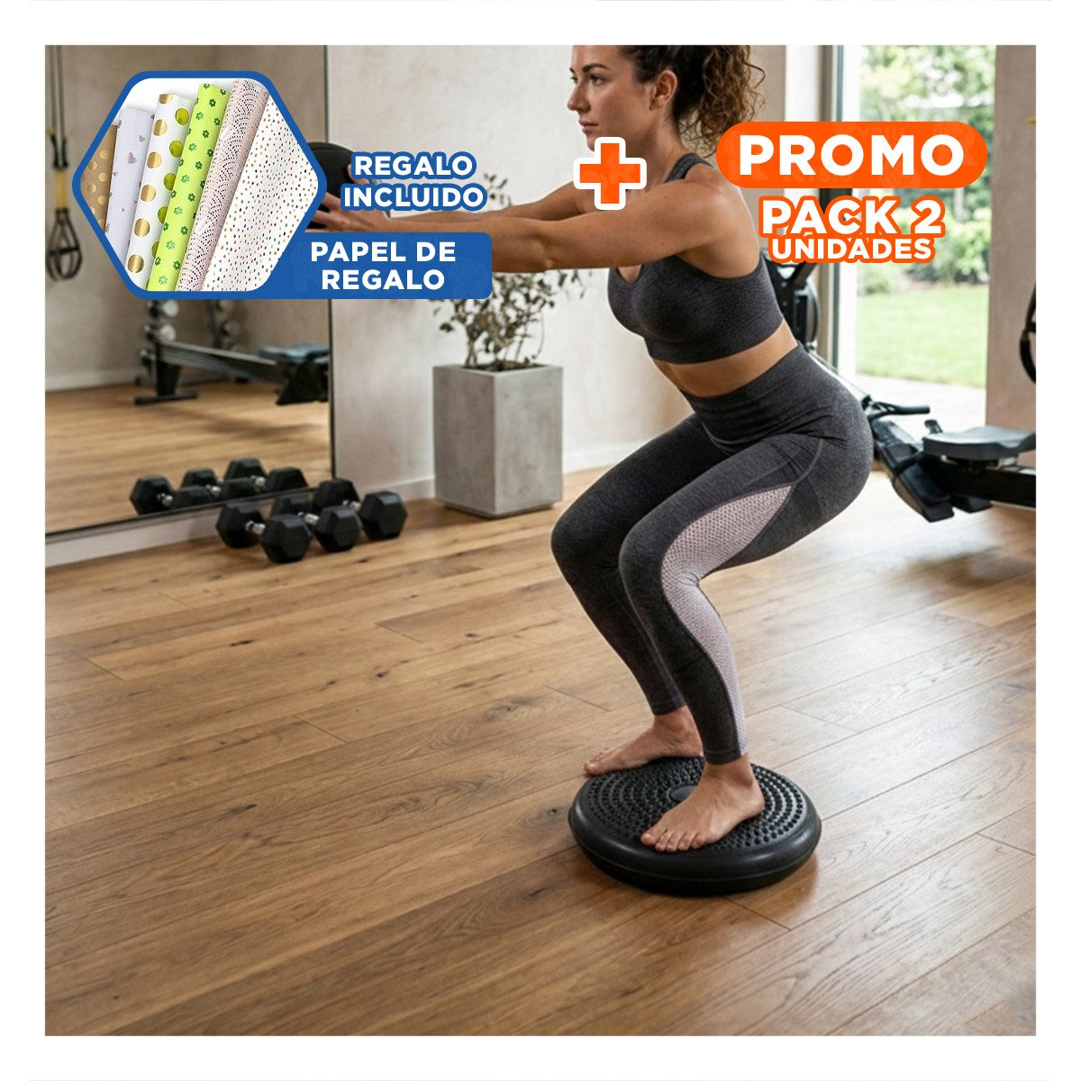 PACK2 DISCO GIMNASIO BALANCIN PARA ENTRENAMIENTO COMPLETO AZUL Y+PAPEL REGALO - 1