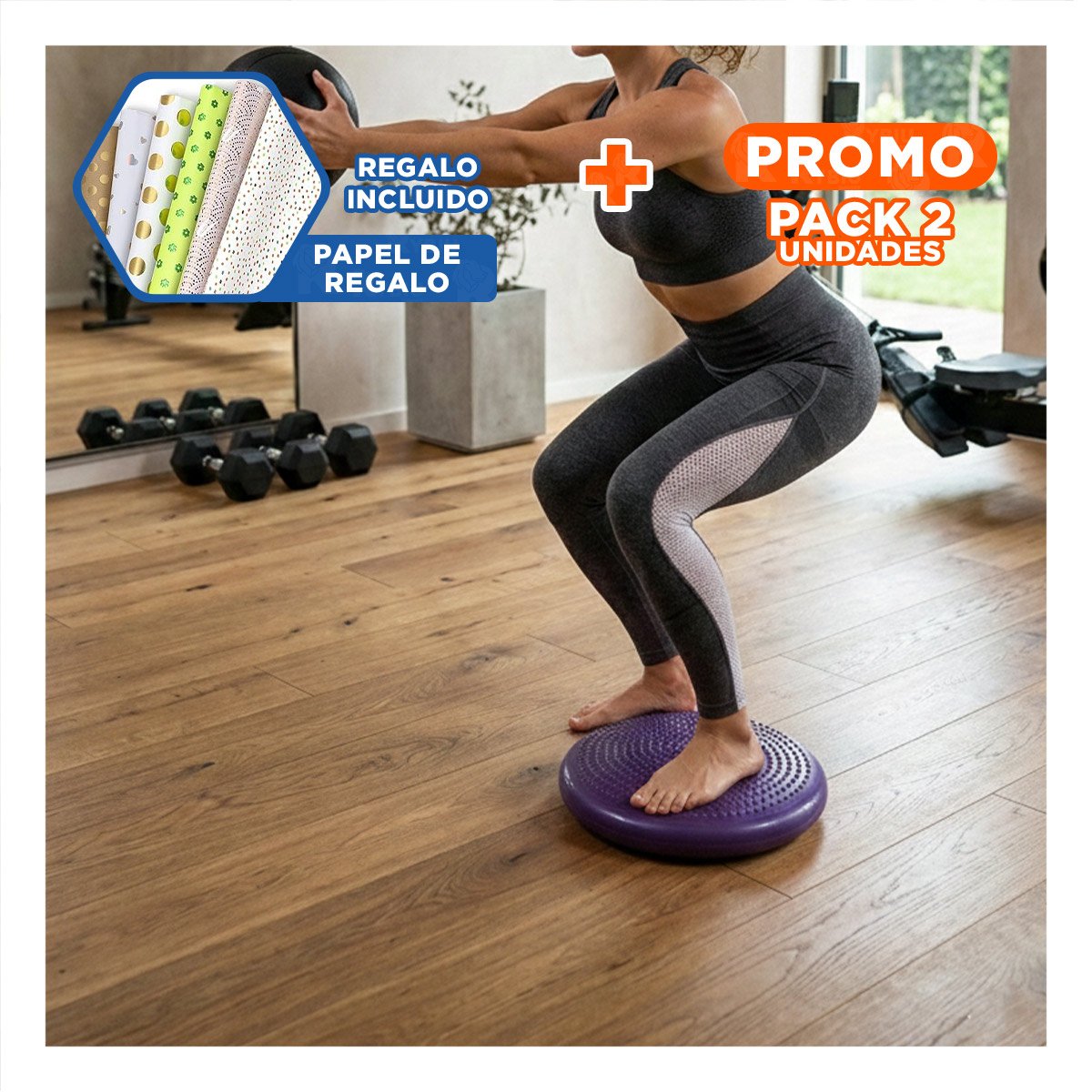 PACK2 DISCO GIMNASIO BALANCIN PARA ENTRENAMIENTO COMPLETO AZUL Y+PAPEL REGALO - 1