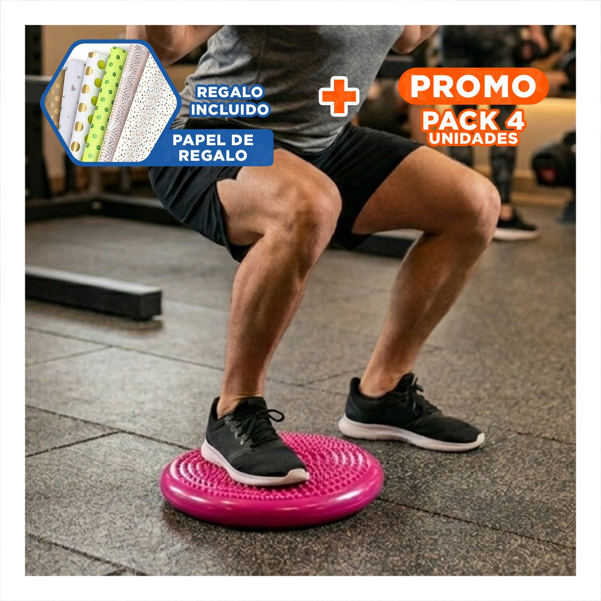 PACK4 HERRAMIENTA GIMNASIO BALANCIN PARA ACTIVIDAD FISICA EN CASA AZUL Y+PAPEL REGALO - 1