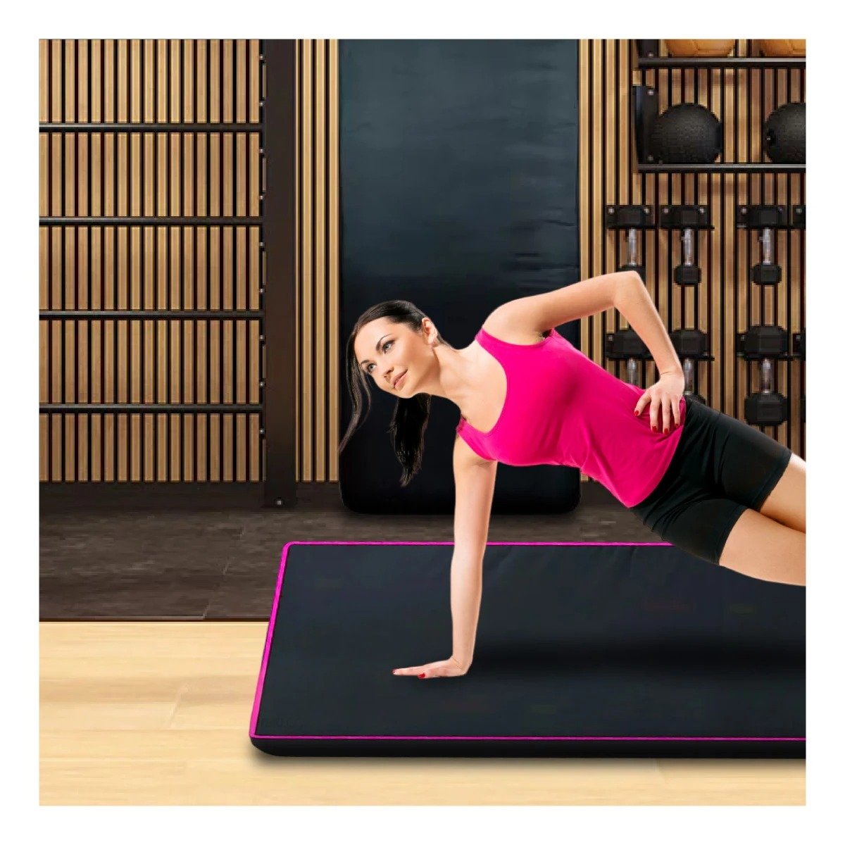 PACK2 ALFOMBRA ACOLCHADA NEGRA TALLA L 1.5 M AMARILLO PARA YOGA Y+PAPEL REGALO - 2