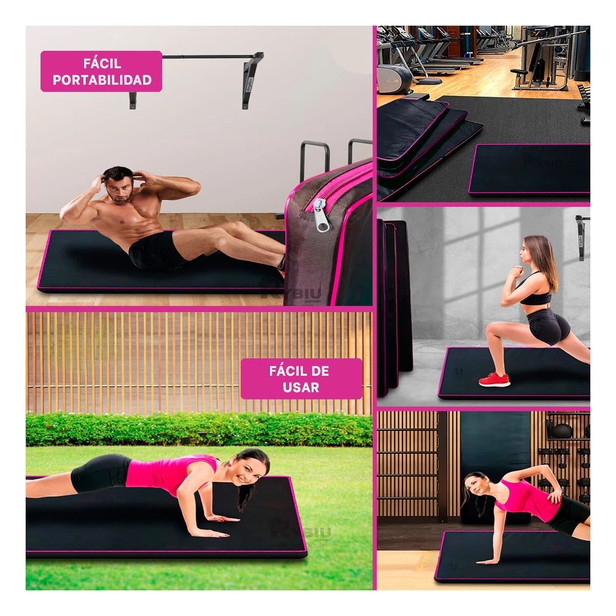 PACK2 ALFOMBRA ACOLCHADA NEGRA TALLA L 1.5 M AMARILLO PARA YOGA Y+PAPEL REGALO - 3
