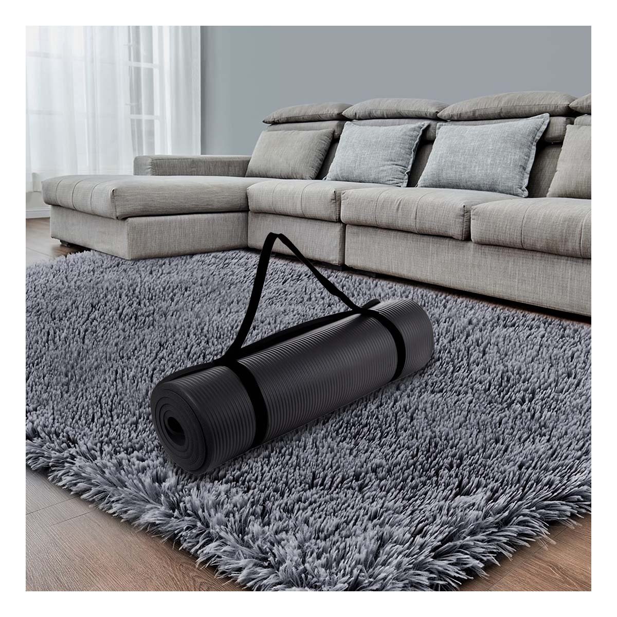 COLCHONETA 10MM ESPUMA NEGRO RESISTENTE Y COMODA PARA GIMNASIO Y+REGALO STICKER - 2