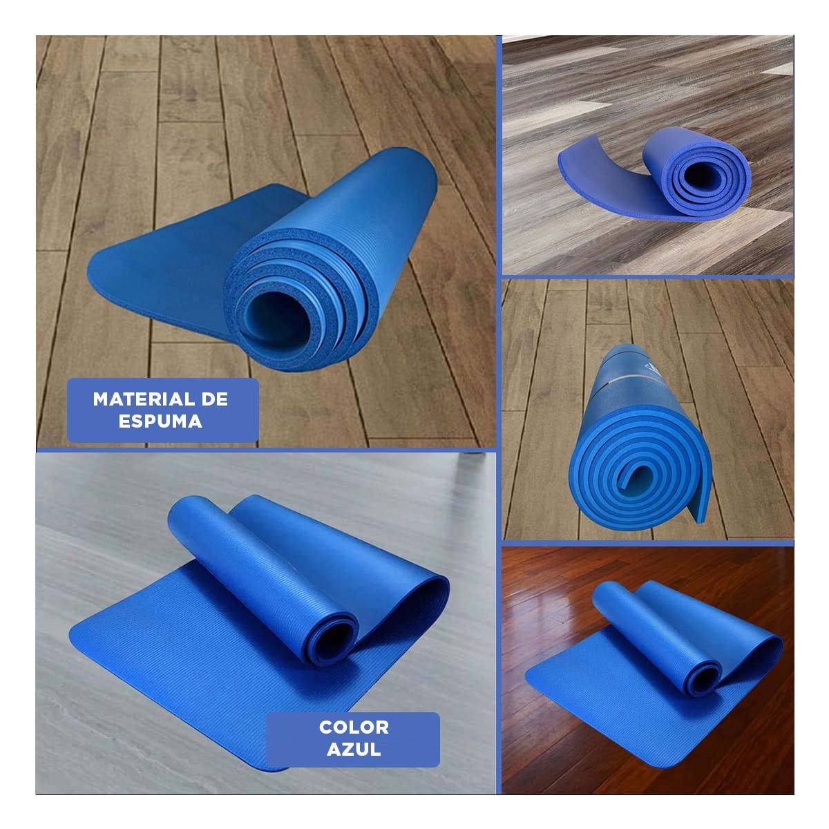 PACK4 BASE PREMIUM 10MM ESPUMA AZUL SUAVE Y ANTIDESLIZANTE PARA FITNESS Y+REGALO STICKER - 2
