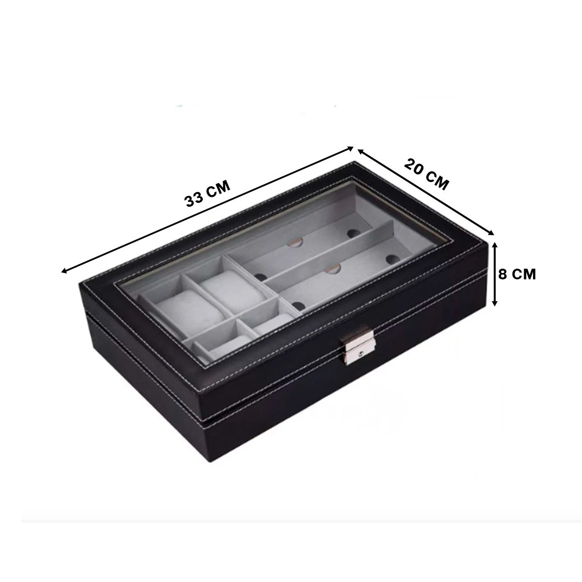 PACK4 ESTUCHE ORGANIZADOR PARA 6 RELOJES Y 3 LENTES NEGRO MULTIUSO Y+PAPEL REGALO - 4