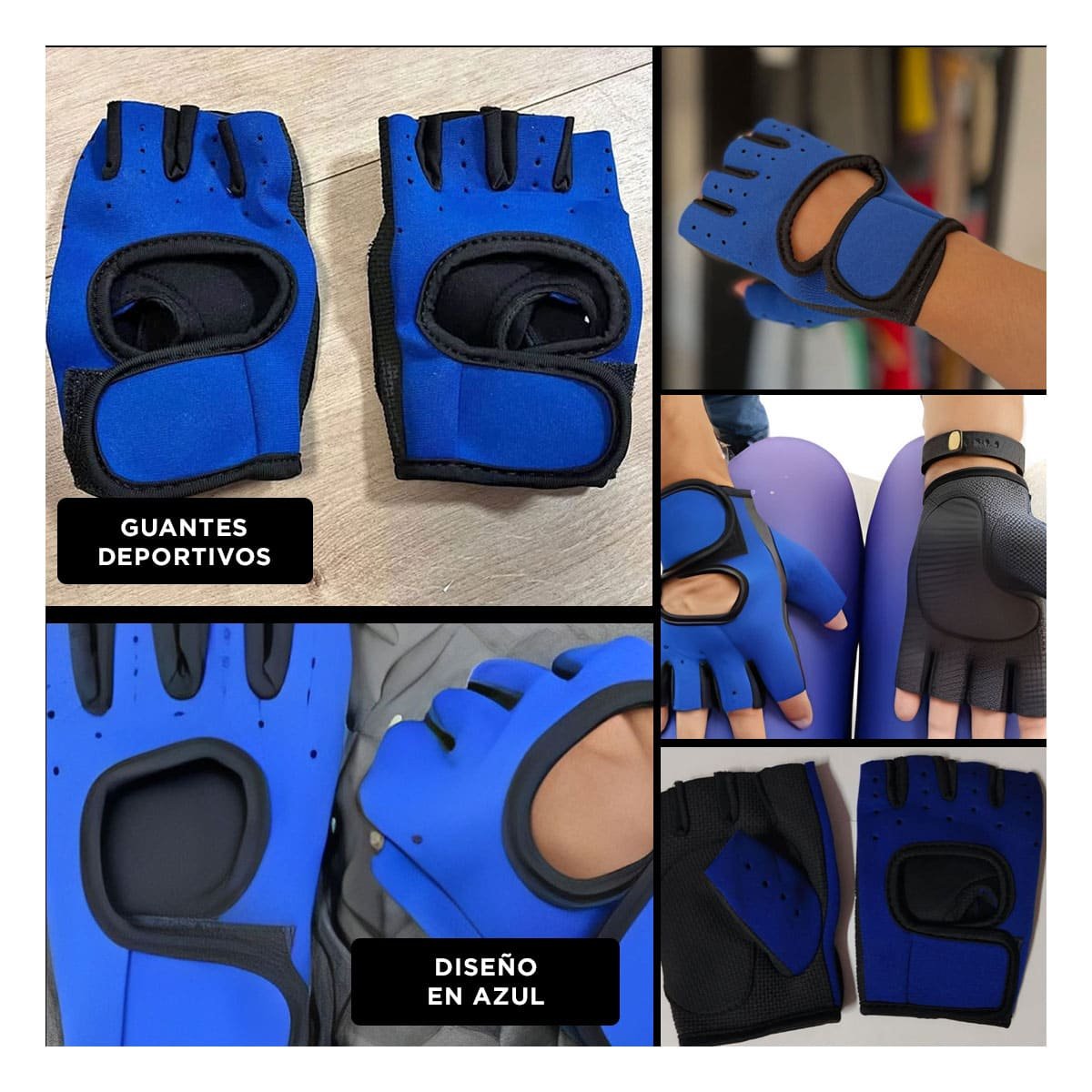 MANOPLAS PRO DEPORTIVAS AZUL ENCIMA FLEXIBLES Y SUAVES PARA USO DIARIO Y+LIGAS REGALO - 5