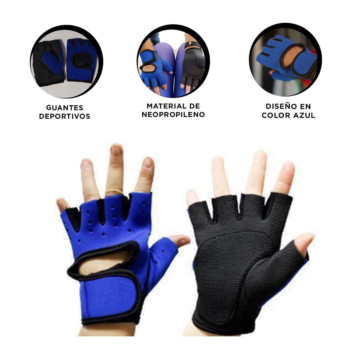 MANOPLAS DEPORTIVAS AZUL ENCIMA COMODAS Y FLEXIBLES PARA ENTRENAMIENTO - 3