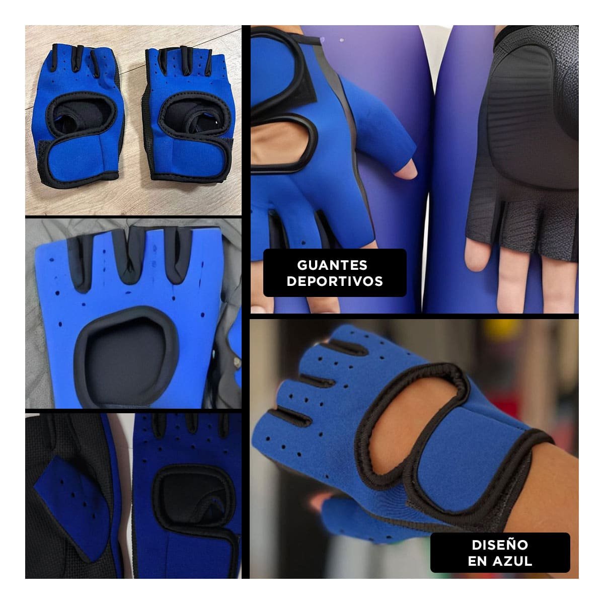 MANOPLAS DEPORTIVAS AZUL ENCIMA COMODAS Y FLEXIBLES PARA ENTRENAMIENTO - 5