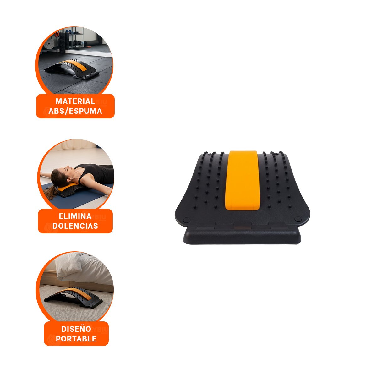 DISPOSITIVO LUMBAR NARANJA COMODO PARA RELAJAR MUSCULOS Y MEJORAR POSTURA - 3