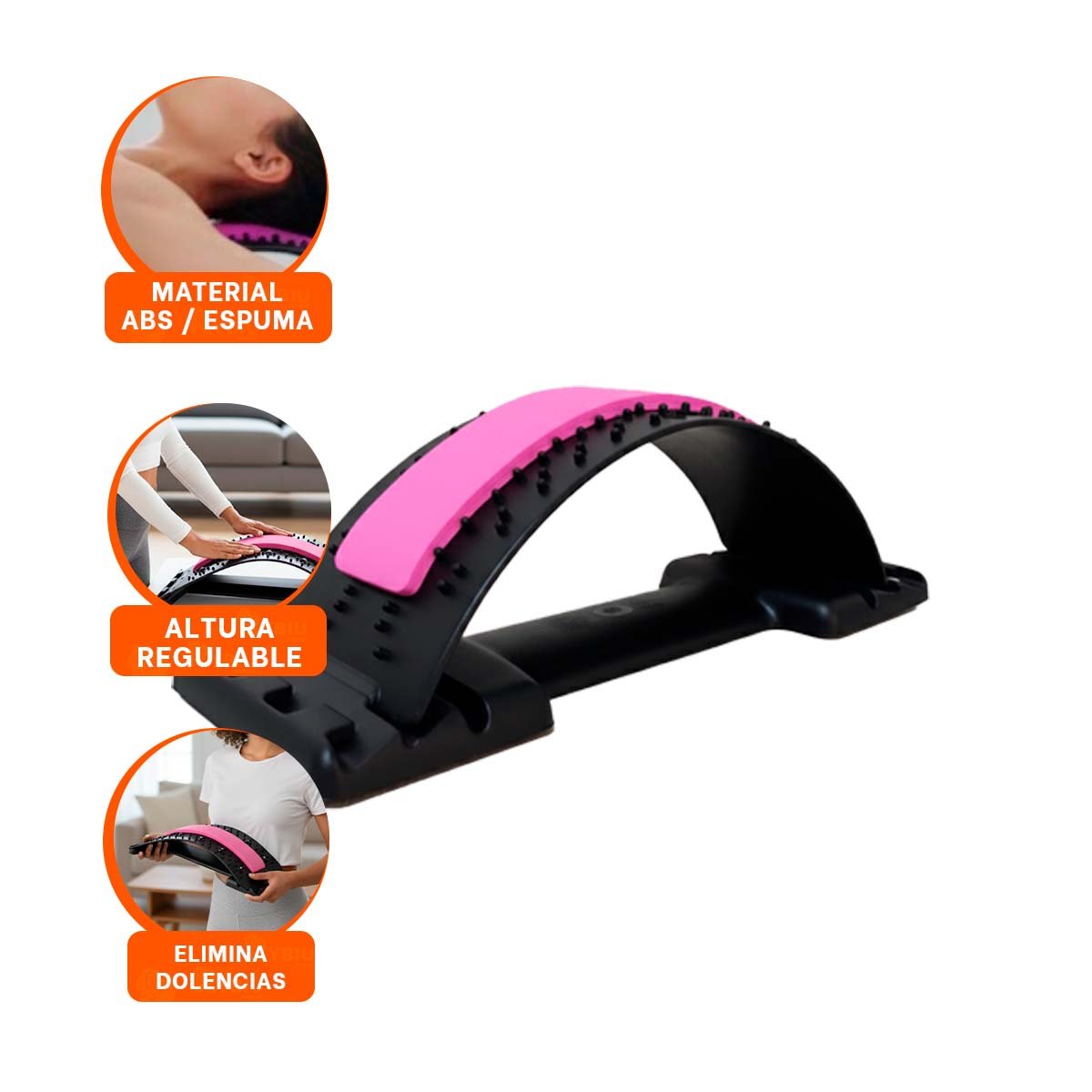 DISPOSITIVO LUMBAR FUCSIA COMODO PARA RELAJAR MUSCULOS Y MEJORAR POSTURA - 3
