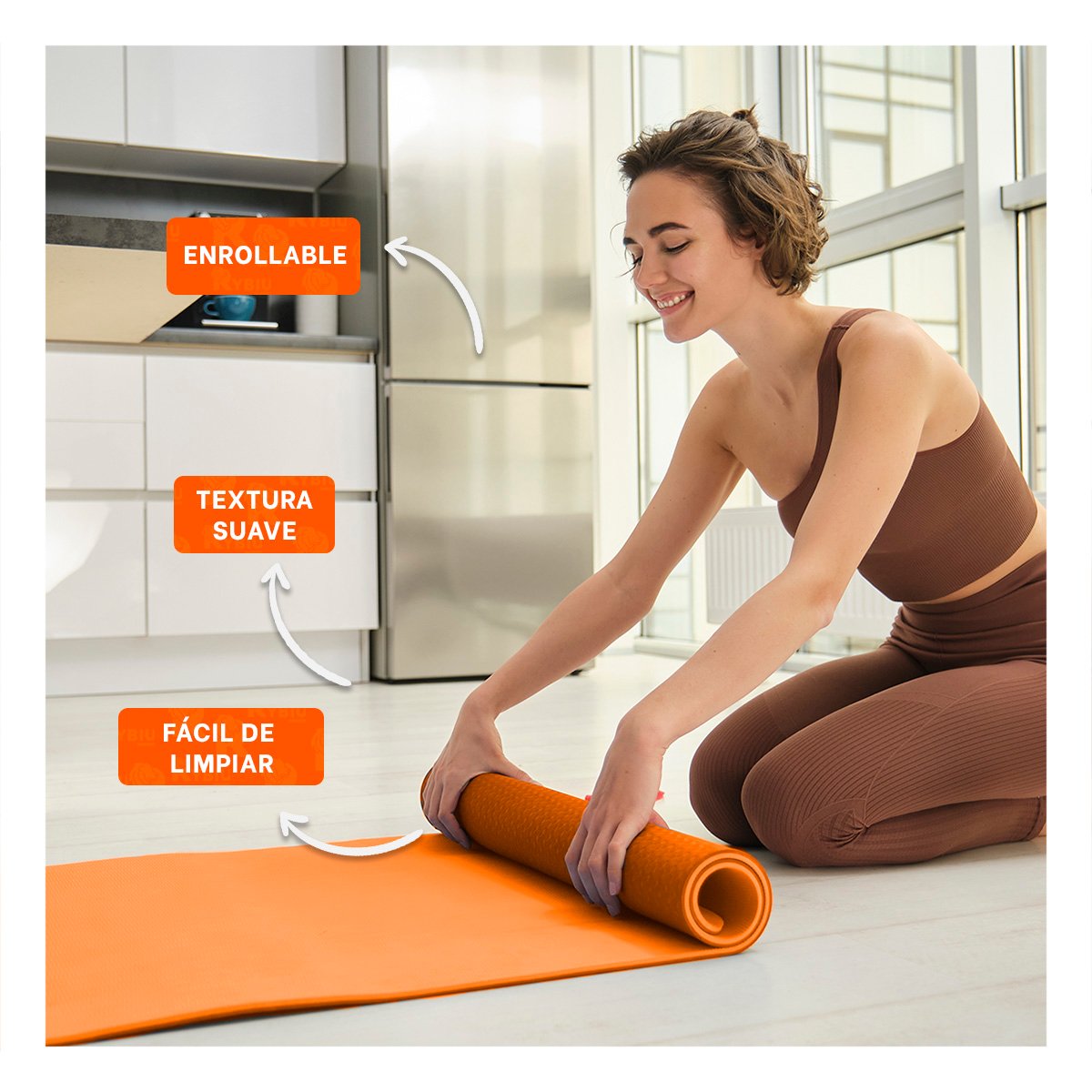 ALFOMBRA PROFESIONAL NARANJA DE GOMA EVA 61X183CM PARA PILATES Y ENTRENAMIENTO Y+POST IT - 2