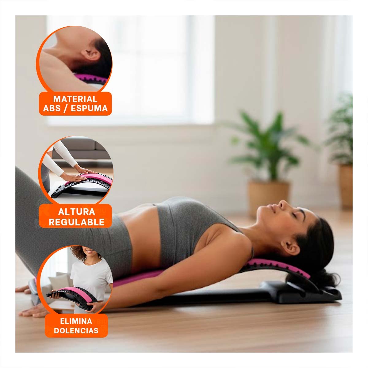 PACK6 SOPORTE LUMBAR FUCSIA COMODO PARA RELAJAR MUSCULOS Y MEJORAR POSTURA Y+REGALO STICKER - 3