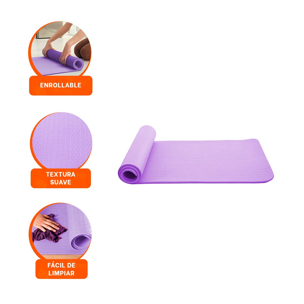 ALFOMBRA COMODA LILA DE GOMA EVA 61X183CM PARA EJERCICIOS Y PILATES EN CASA - 3