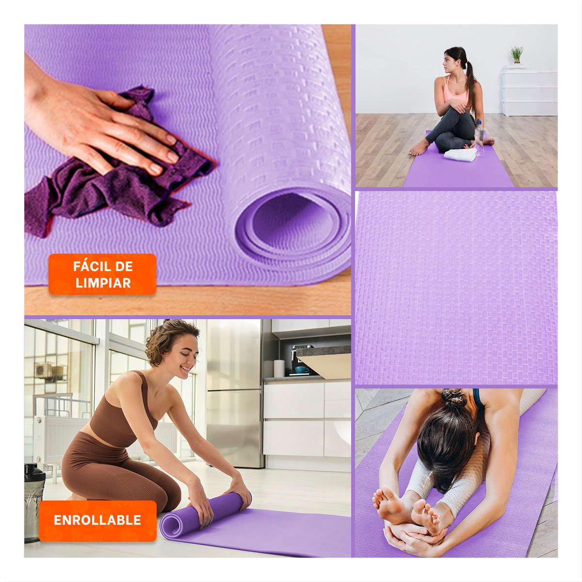 ALFOMBRA COMODA LILA DE GOMA EVA 61X183CM PARA EJERCICIOS Y PILATES EN CASA - 5