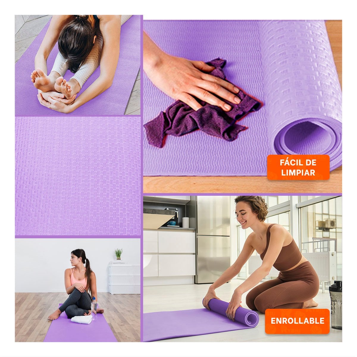ALFOMBRA RESISTENTE LILA DE GOMA EVA 61X183CM PARA EJERCICIOS Y DEPORTES Y+LIGAS REGALO - 5