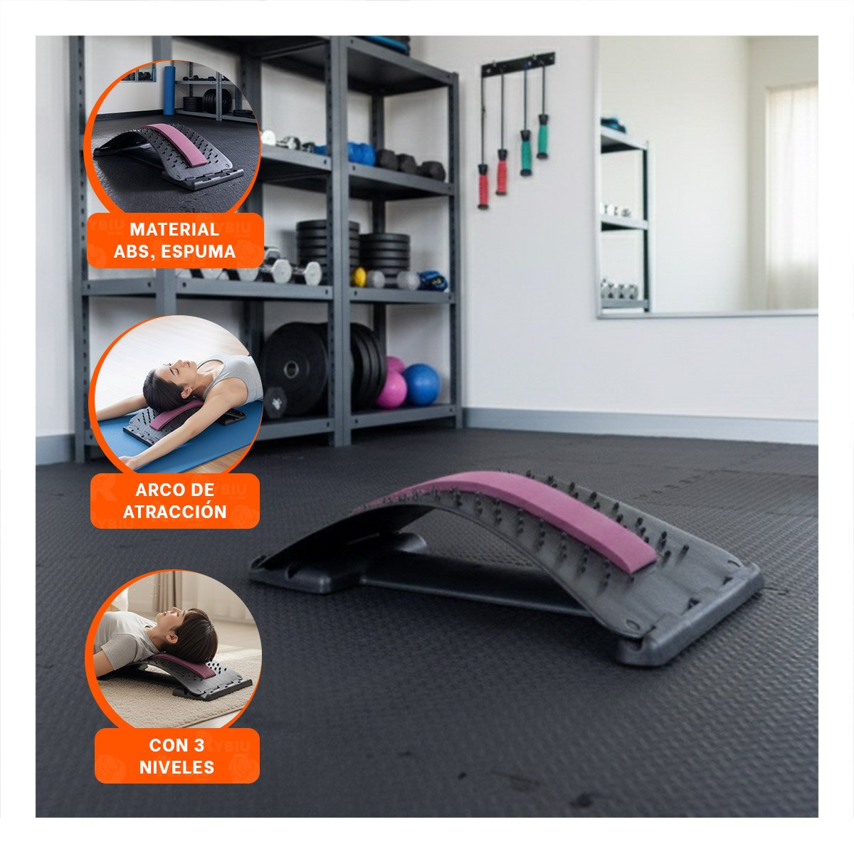 DISPOSITIVO LUMBAR GUINDA EFICAZ PARA ALIVIAR DOLOR Y TENSION CORPORAL Y+PAPEL REGALO - 5